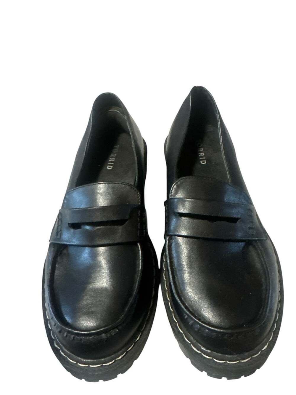 Torrid Chunky Lug Loafer Size 10W Black Faux Leather Platform
